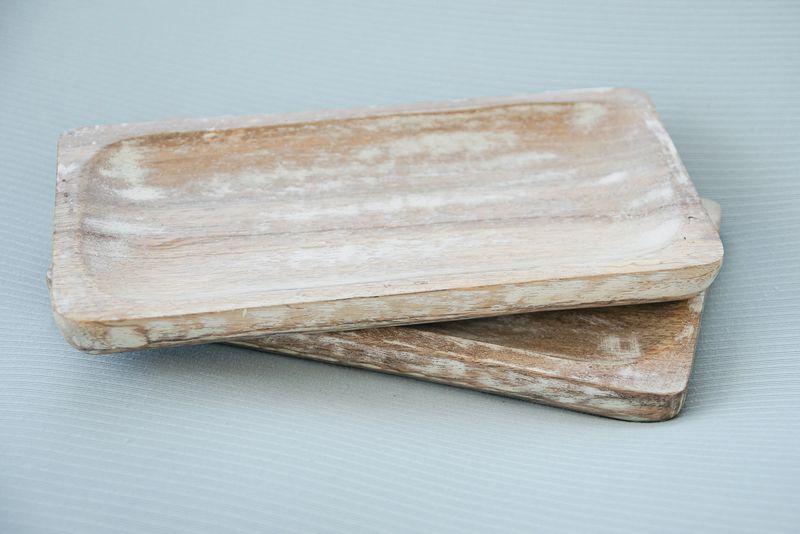 White Wash Rectangle Tray