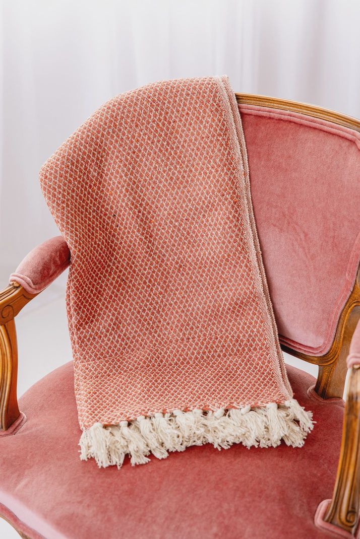Woven Coral Throw Blanket