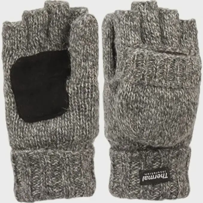 Men&#39;s Half-Finger Wool Knit Gloves, Color: Grey