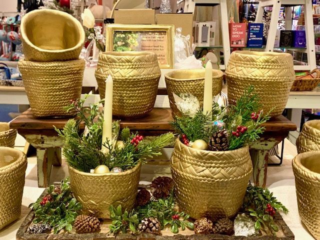 Gold Basket Pattern Planter