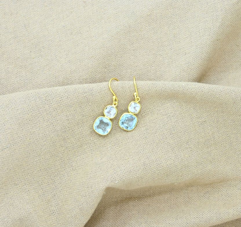 Blue and White Topaz Earrings