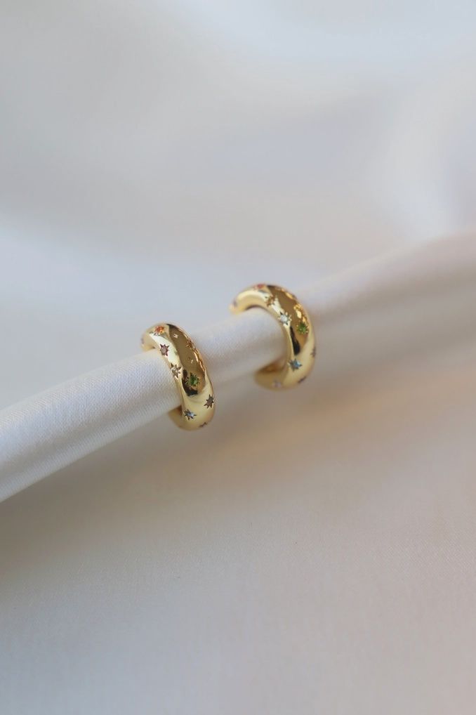 CZ Star Hoop Earrings