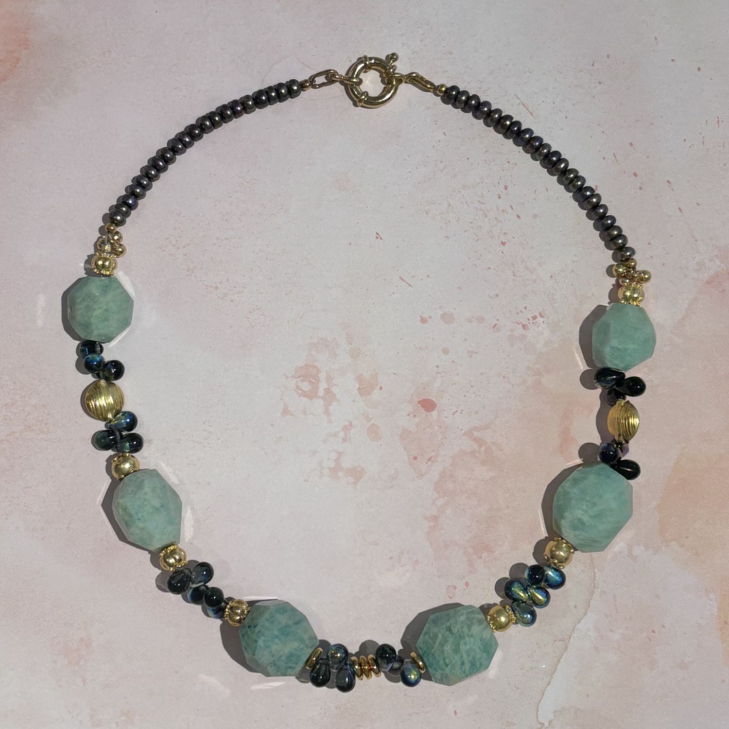 Amazonite, Gold &amp; Green Necklace