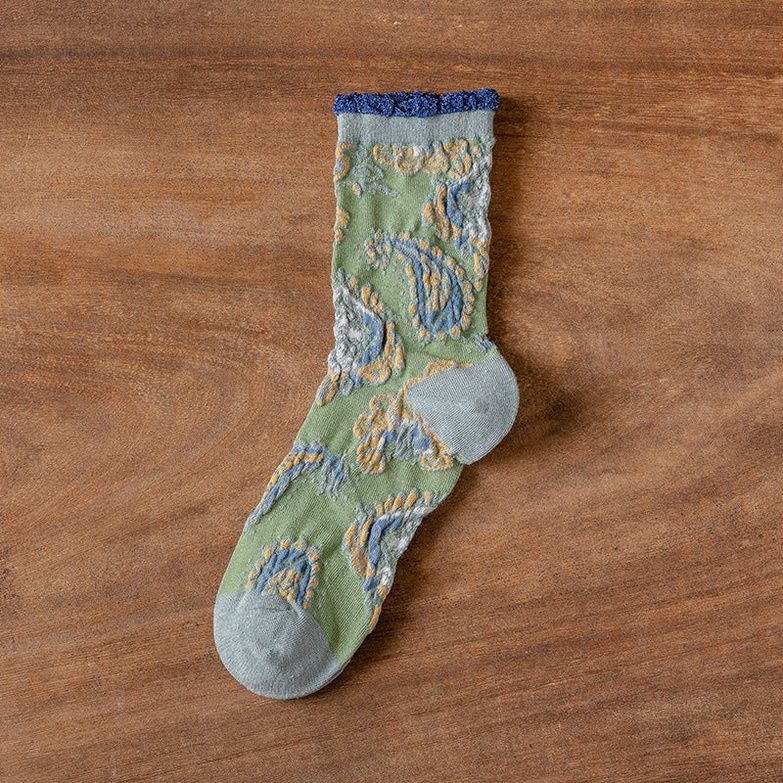 Bohemian Embossed Floral Socks