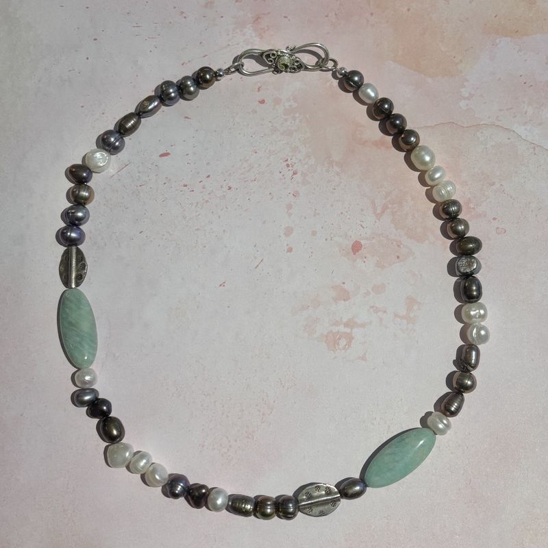Freshwater Pearl and Amazonite Necklace