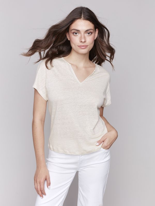 Shimmery Champagne V-Neck T-Shirt