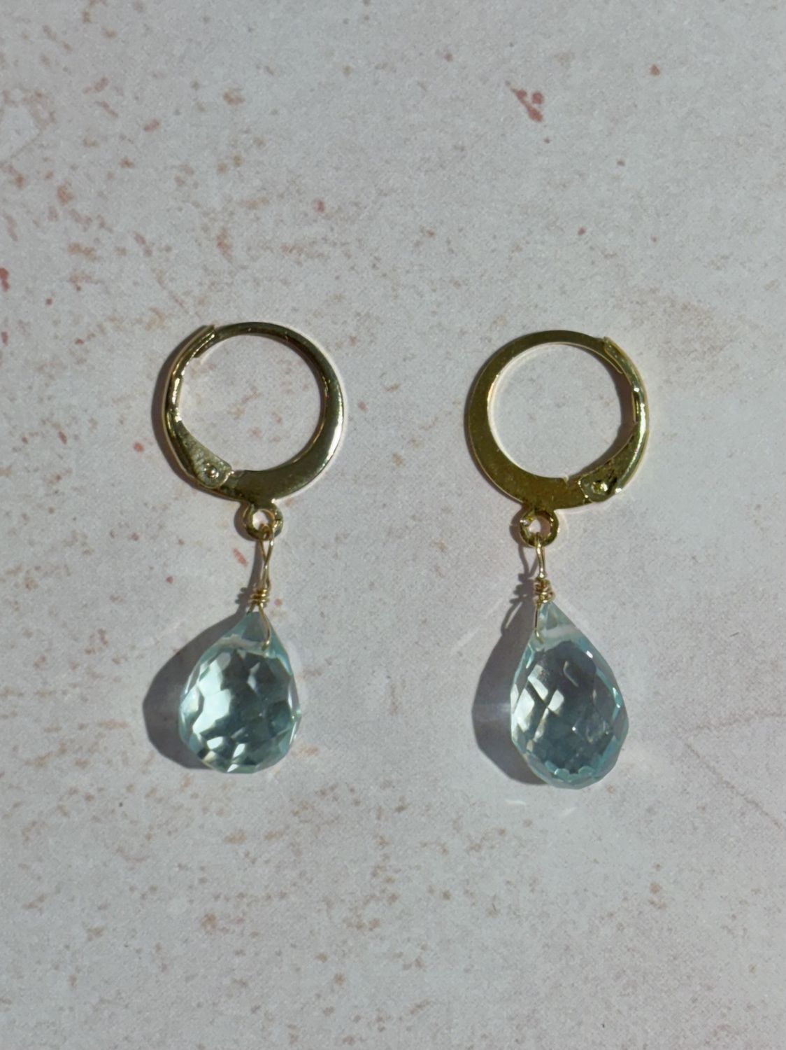 Small Blue Faceted Teardrop Earrings