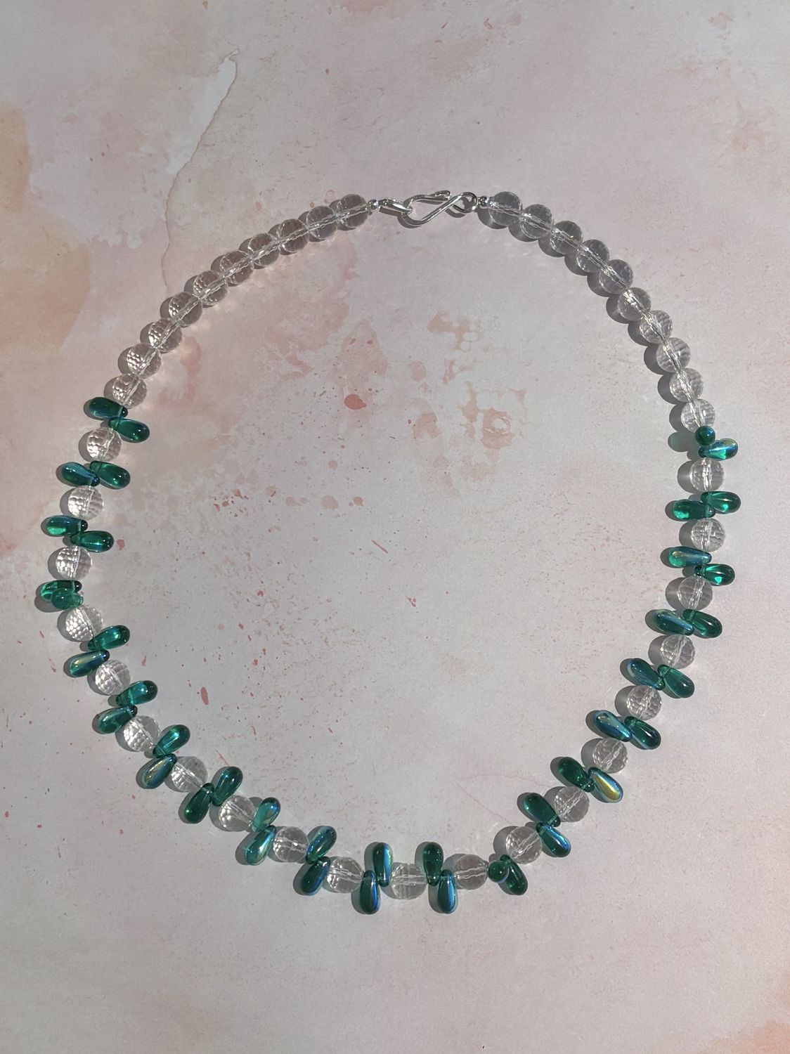White and Green Crystal Necklace