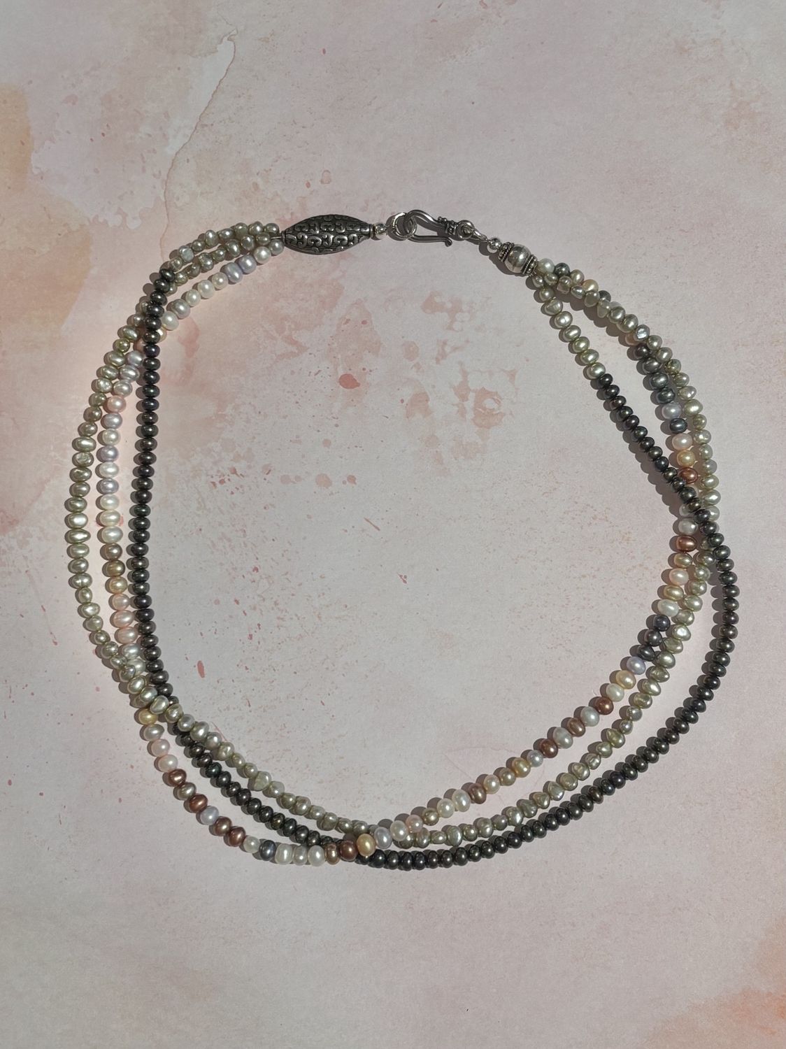 Triple Strand Multi Pearl Necklace