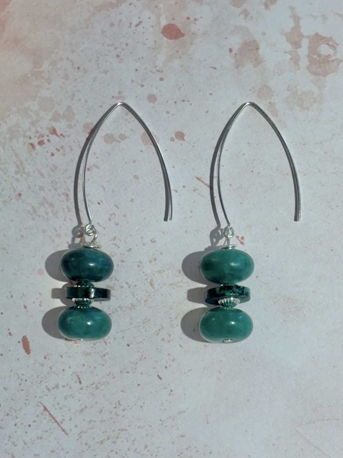 Stacked Green and Sterling Earrings