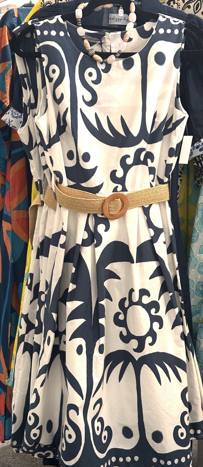 Sleeveless Boatneck Belted Dress
