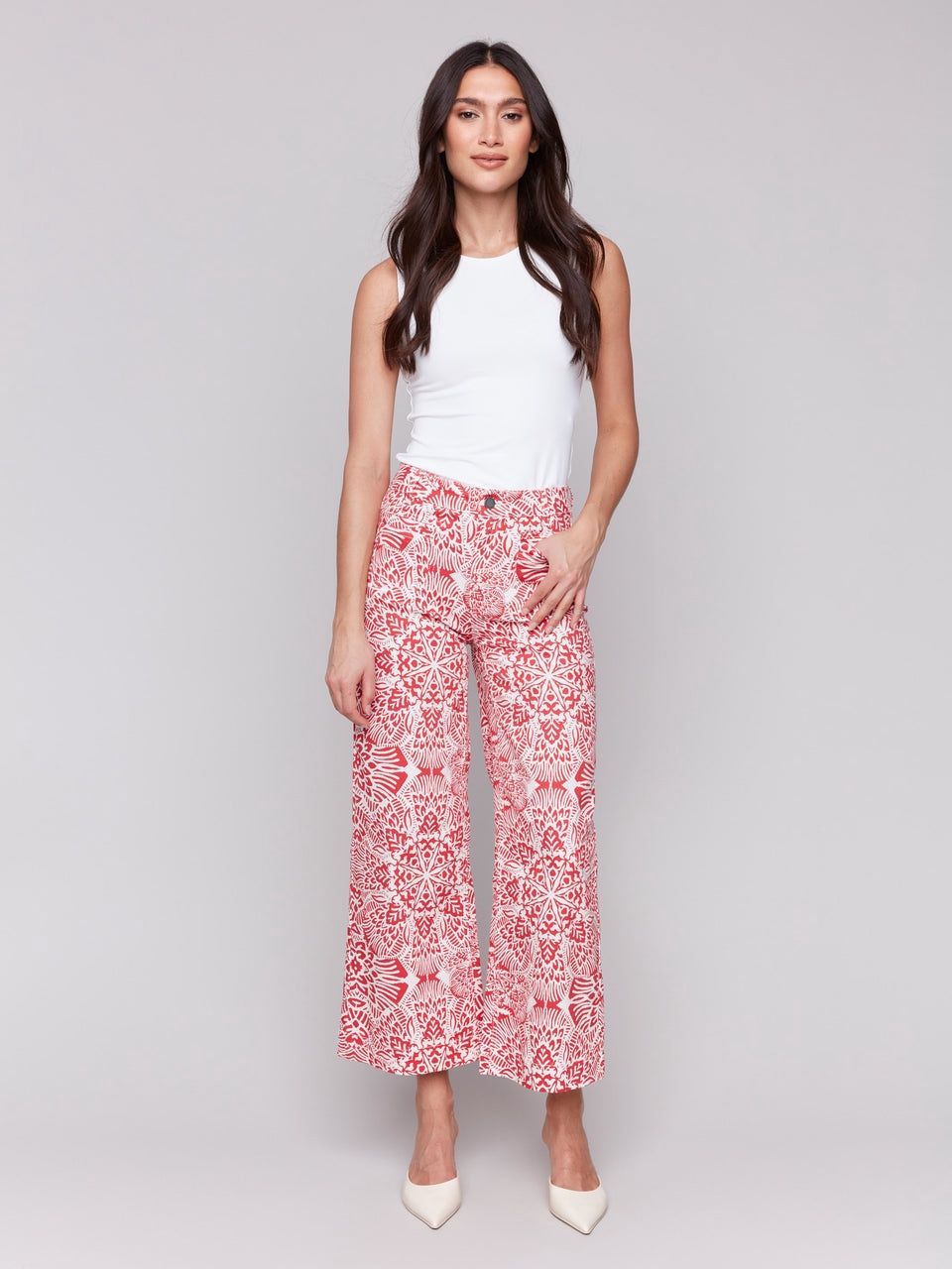 Printed Cotton Flare Pants