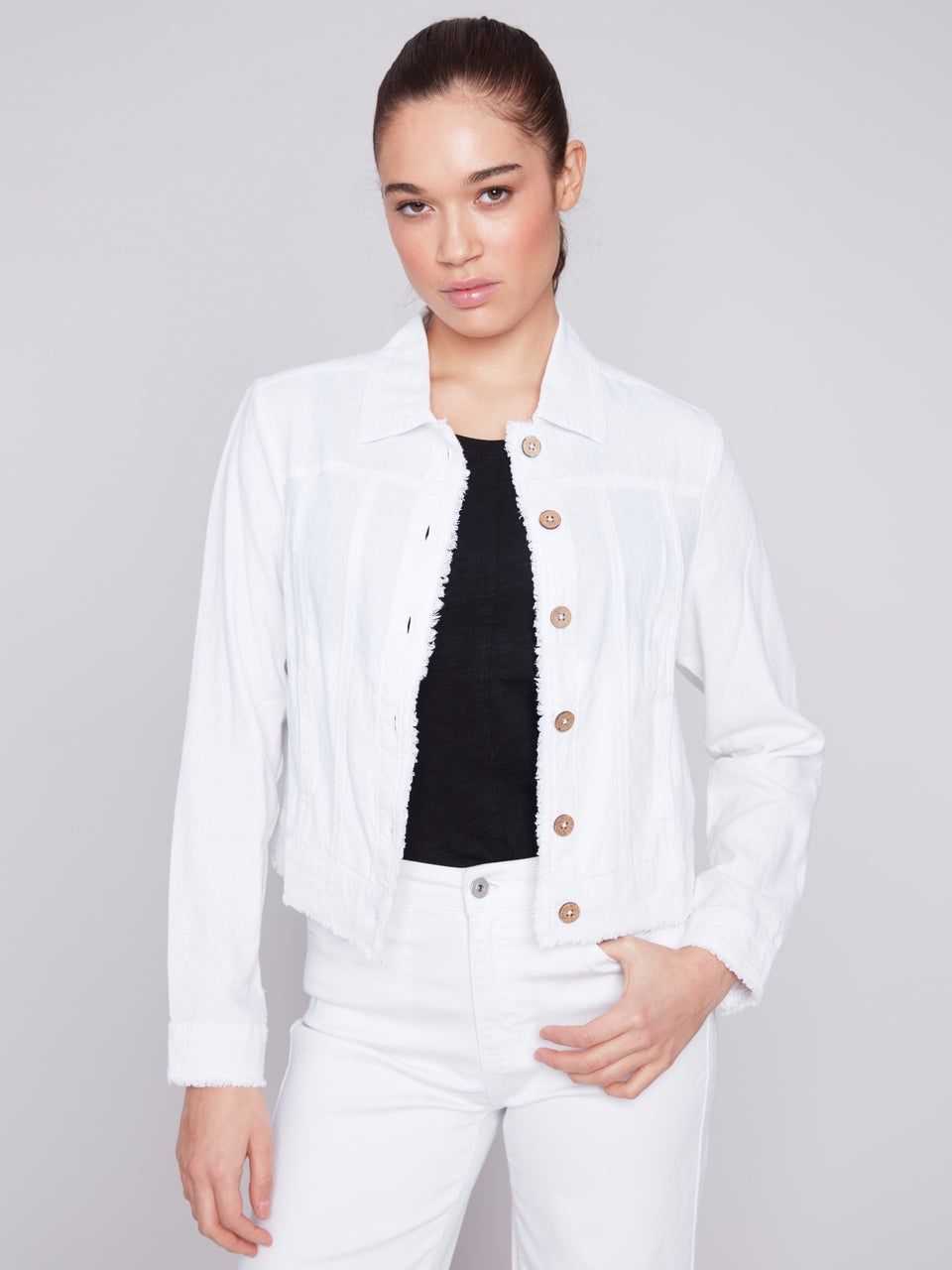 White Linen Blend Jacket