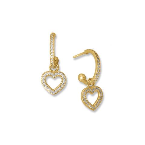 Heart Charm CZ Earrings