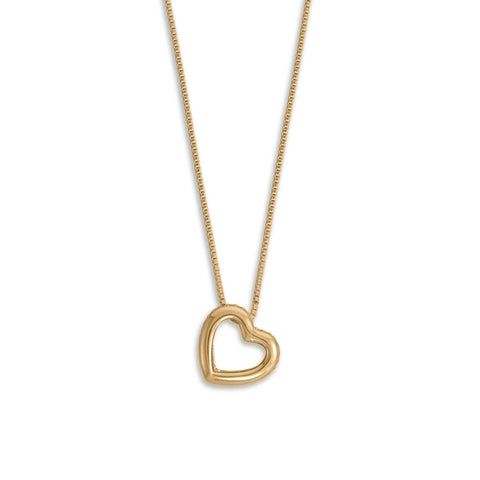 14K Gold Plated CZ Lined Floating Heart Necklace