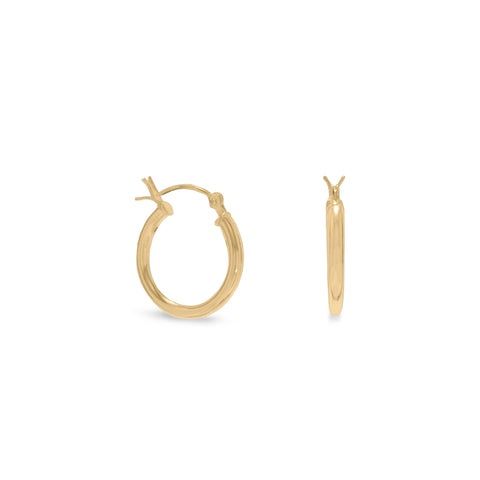 2mm x 16mm Gold Plated Hoop Earrings