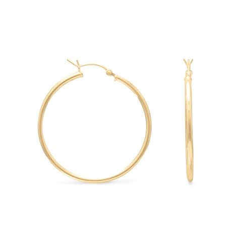 2mmx35mm Gold Plated Hoop Earrings