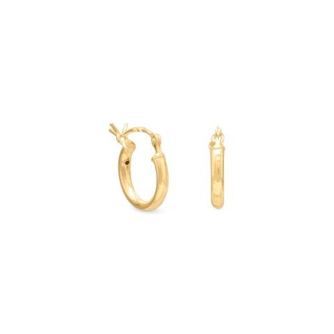 2mm x 12mm Gold Plated Hoop Earrings