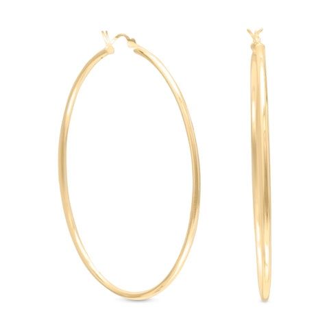 2mm x 60mm Gold Plated Hoop Earrings
