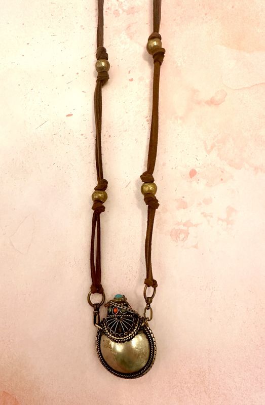 Vintage Snuff Pendant on Leather