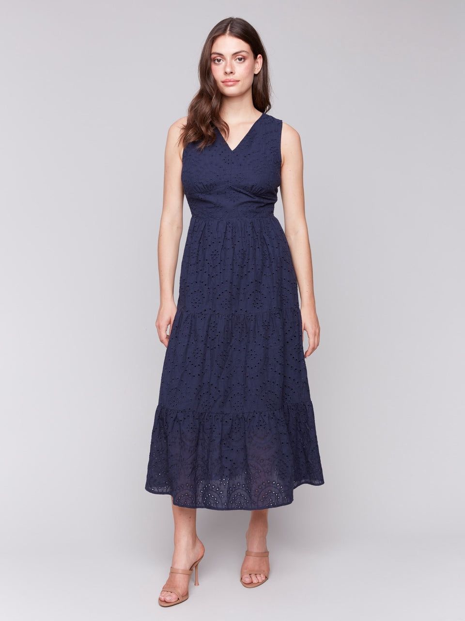 Lined long eyelet dress