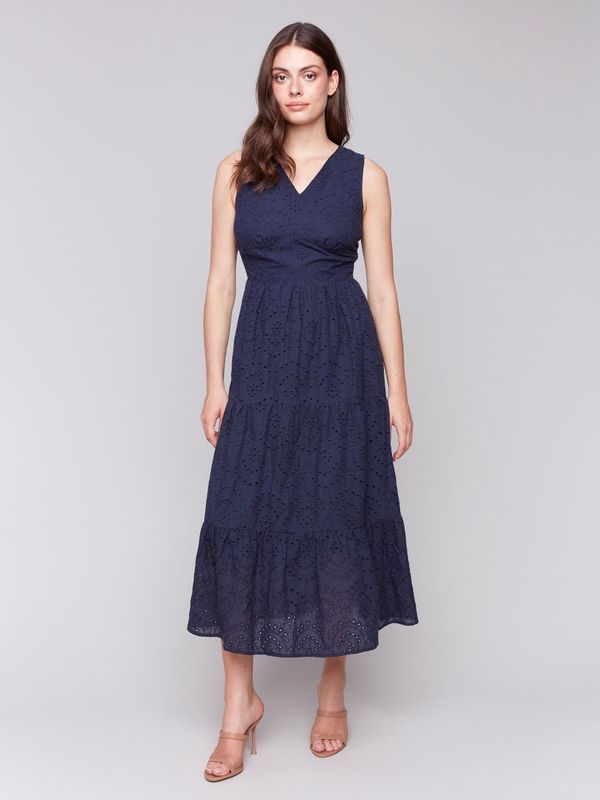 Lined long eyelet dress