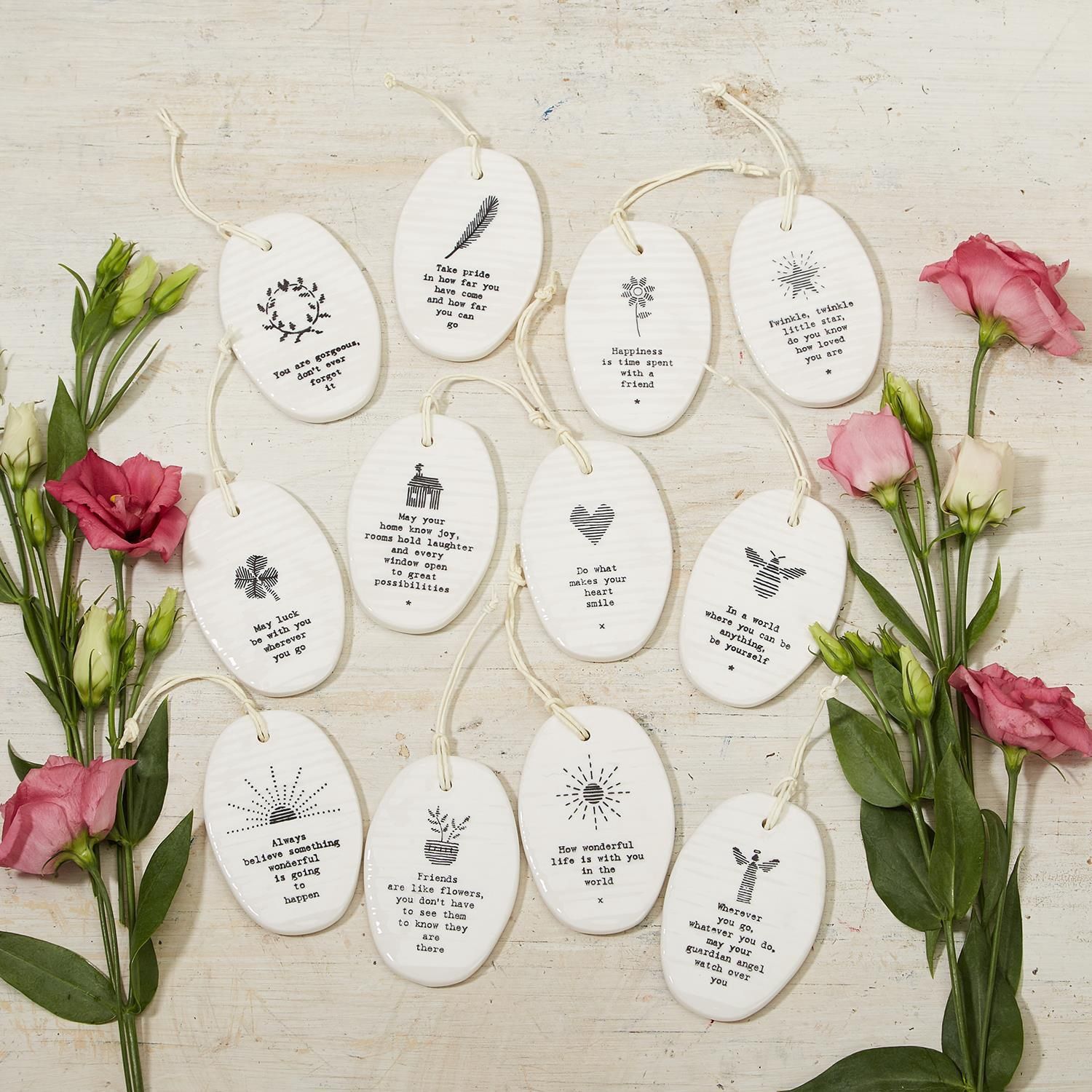 Hanging Oval Porcelain Ornament