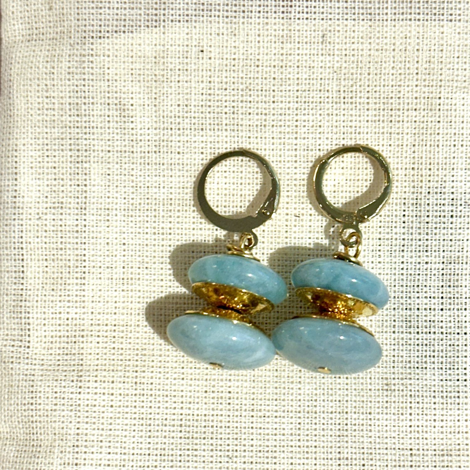 Blue Chalcedony And Gold Vermeil Earrings