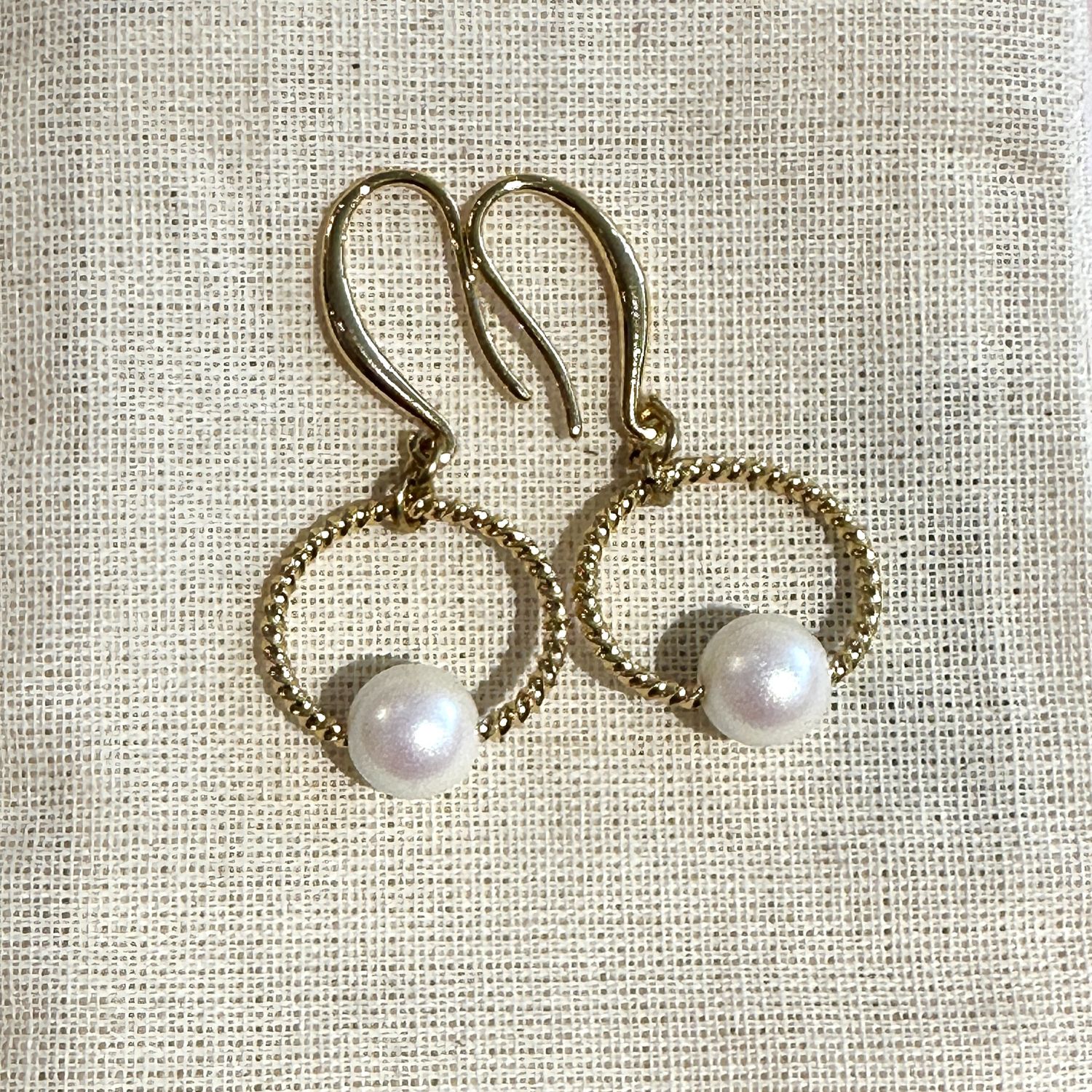 Crystal Pearl on Gold Plated Hoop