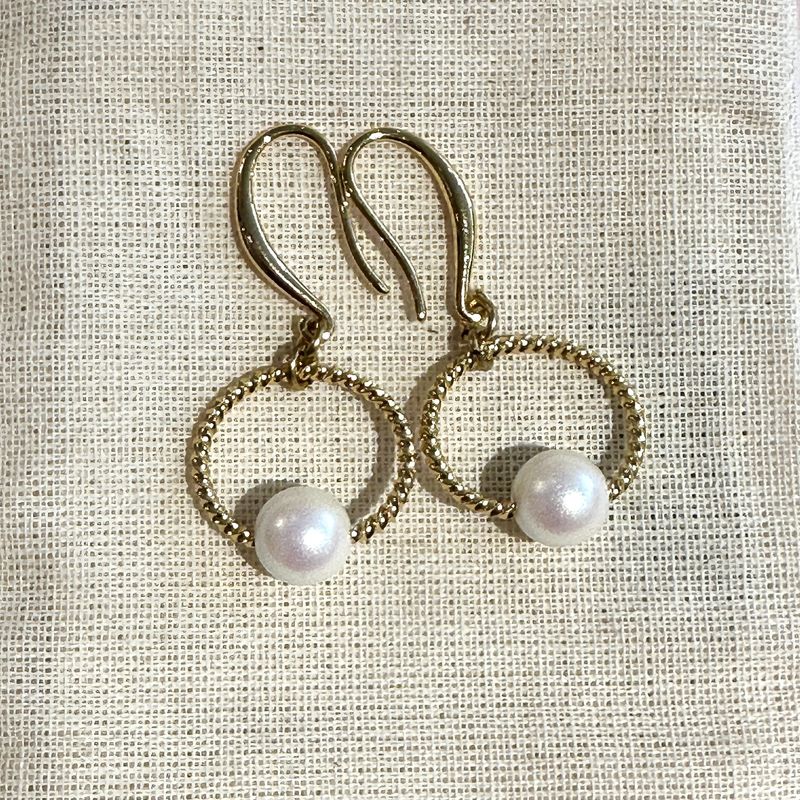 Crystal Pearl on Gold Plated Hoop