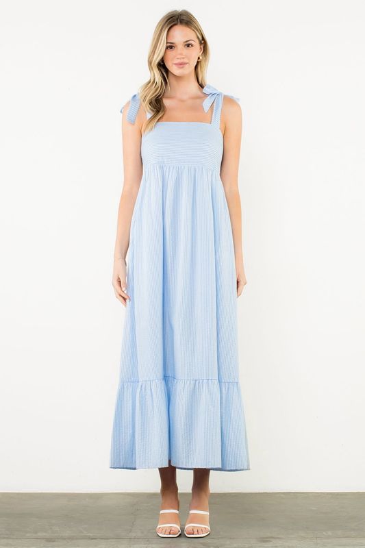Tie Strap Striped Maxi Dress