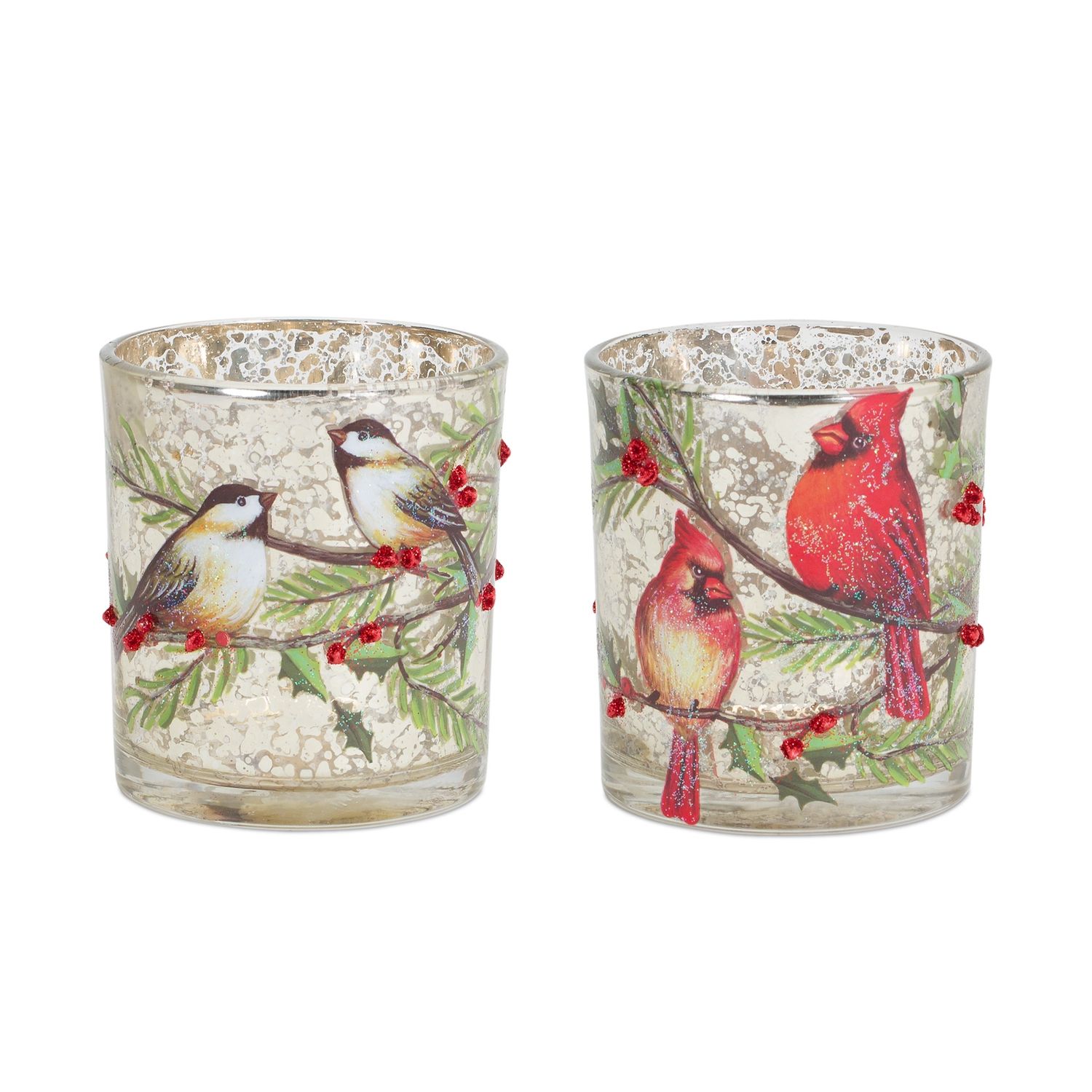 Cardinal and Bird Votive Holder