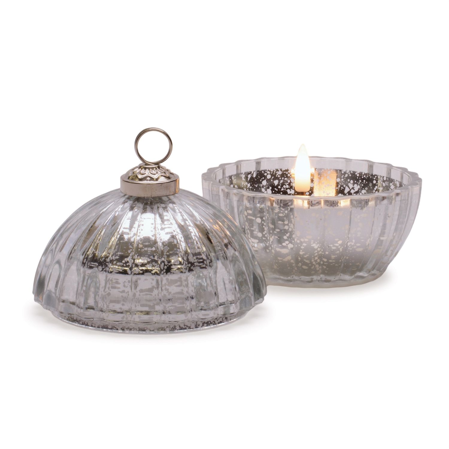 Silver Glass Ornament Candle