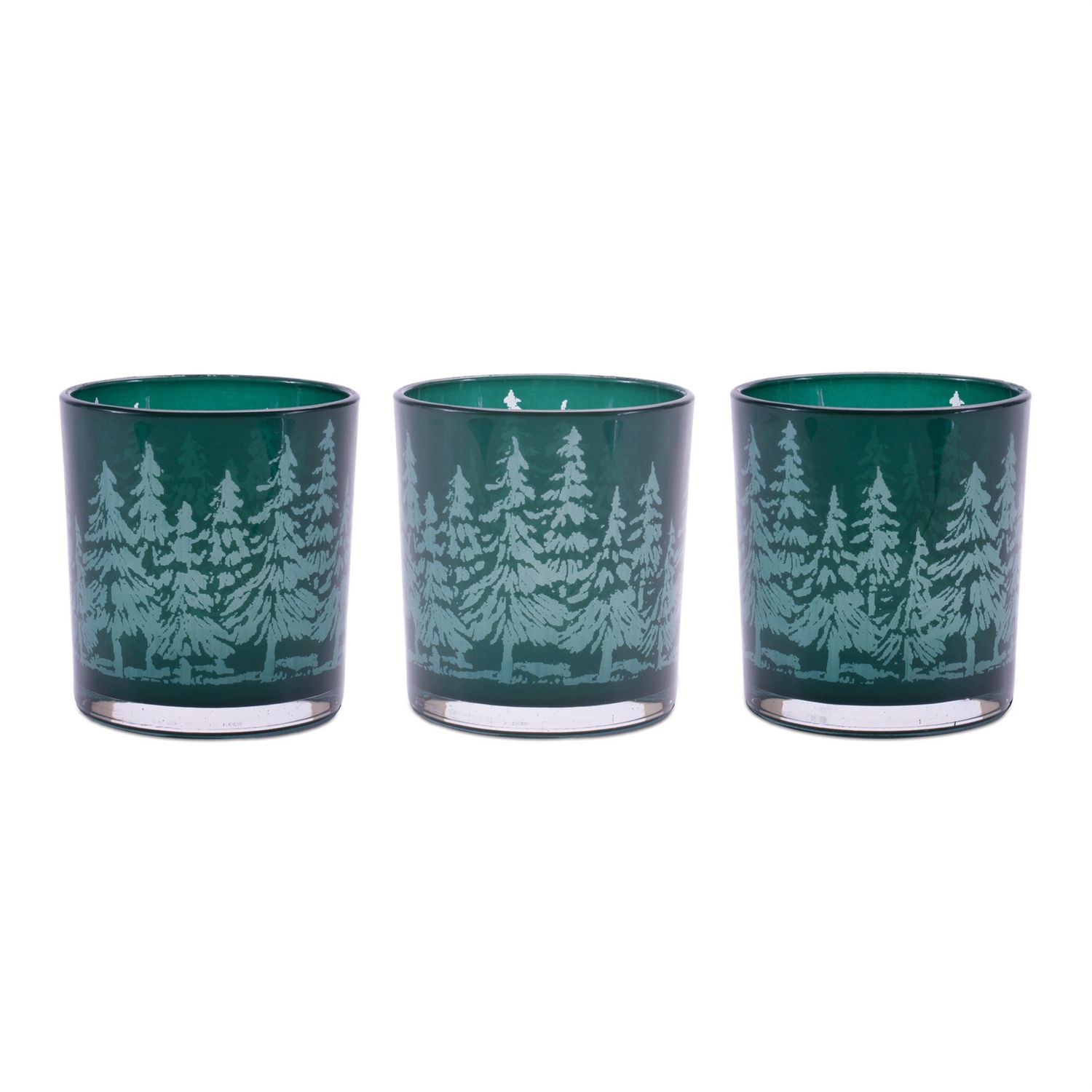 Teal Tree Glass Votive Holder
