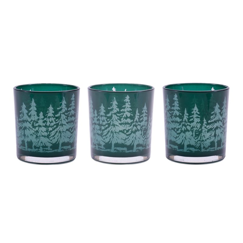 Teal Tree Glass Votive Holder
