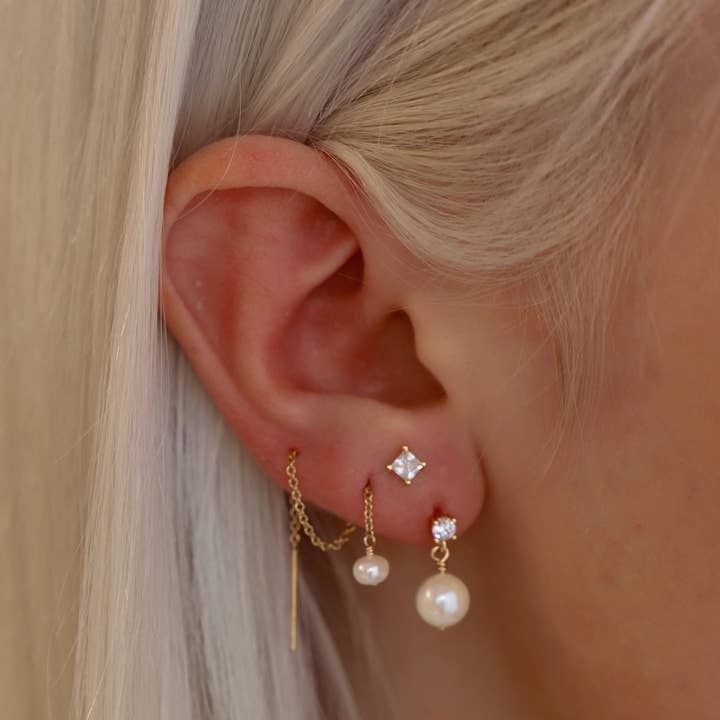 CZ Pearl Drop Earrings