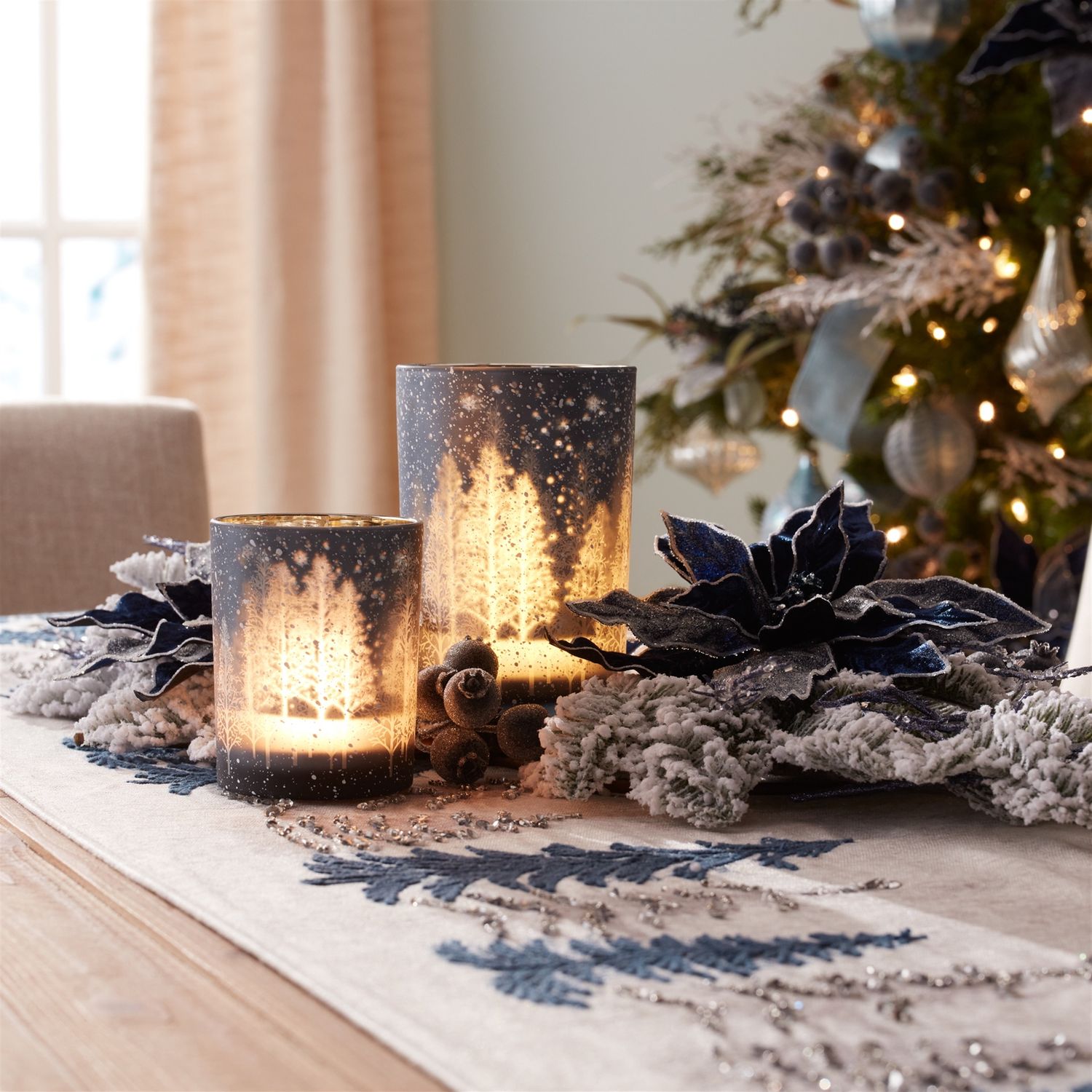 Candle Holder with White Trees