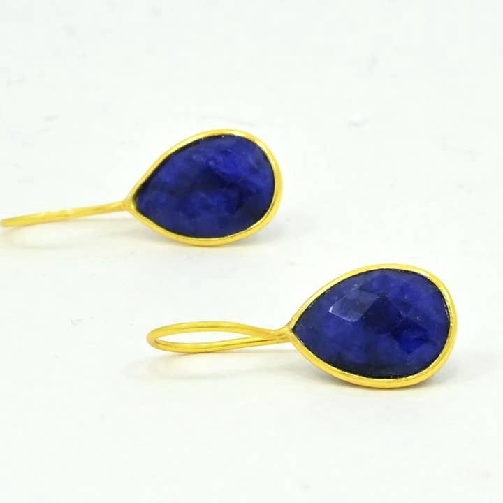 Teardrop Gemstone Earring - Blue Sillimanite