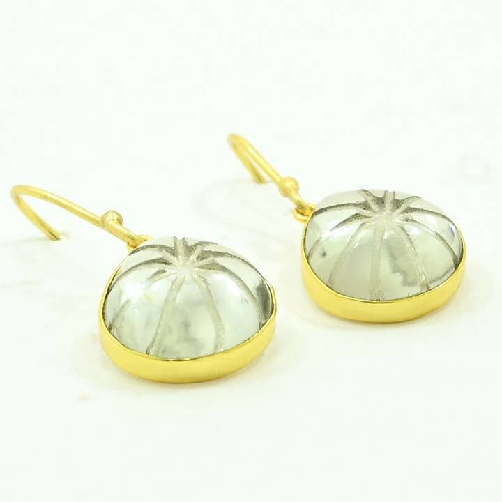 Harper Earring Gold Plated - Natural Green Amethyst