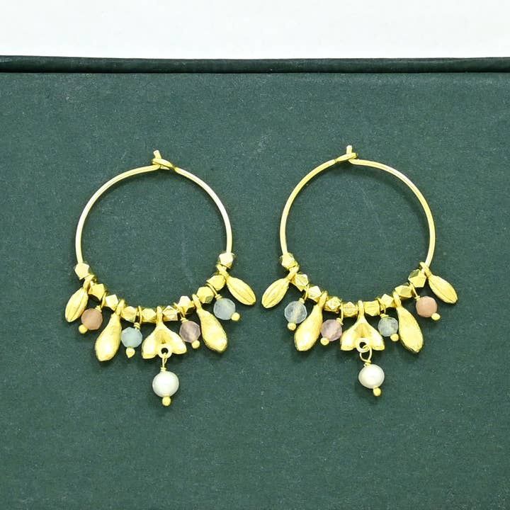 Cressida Stud Earring Gold Plated - Multicolor Pastel Beads