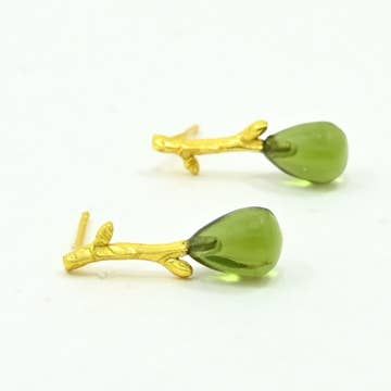 Versper Stud Earrings Gold Plated - Green Tourmaline