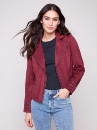 Faux Suede Jacket in Cabernet