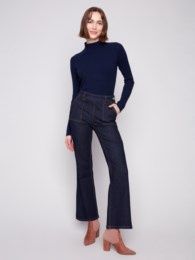 Side Buttons Opening Deep Blue Jeans