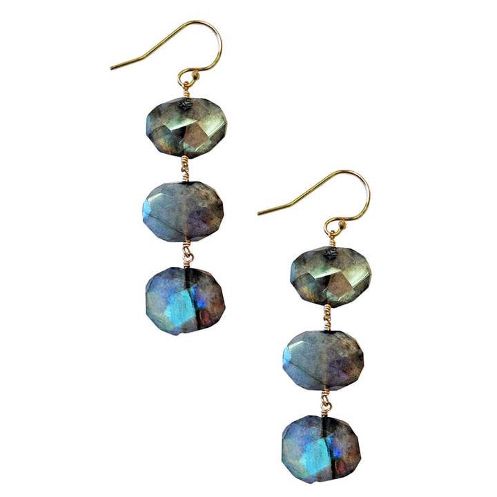 Gold Labradorite Earrings