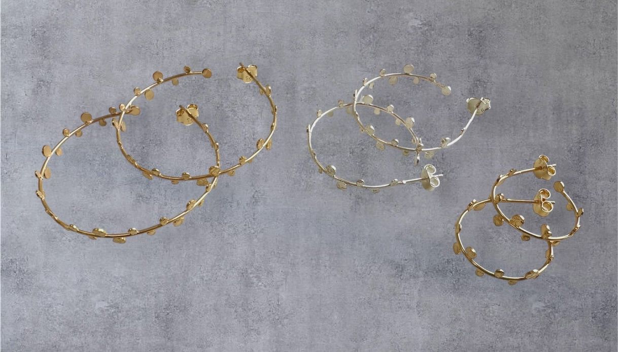 Hammered Disk Hoop Earrings