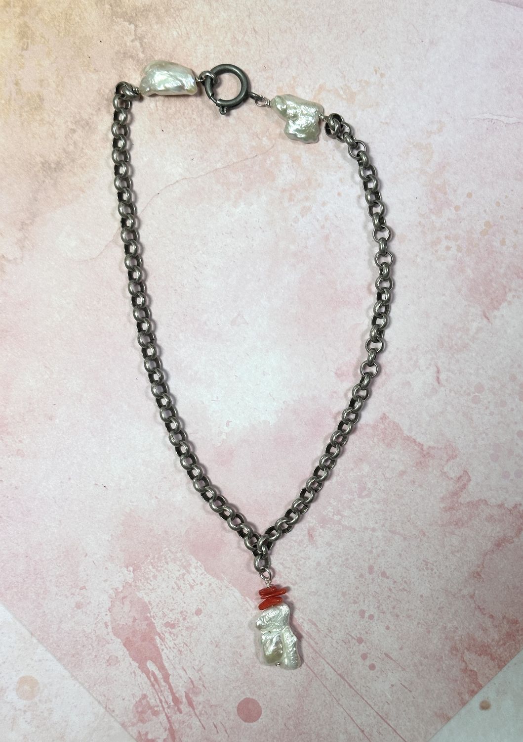 Baroque Pearl &amp; Coral Necklace