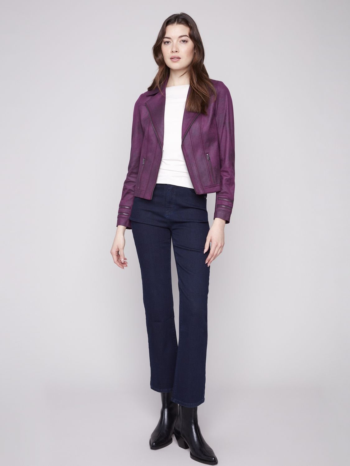 Faux Leather Jacket in Berry