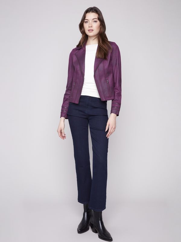 Faux Leather Jacket in Berry
