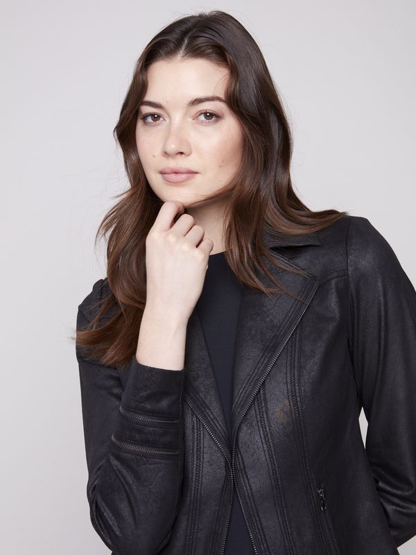 Faux Leather Jacket in Black
