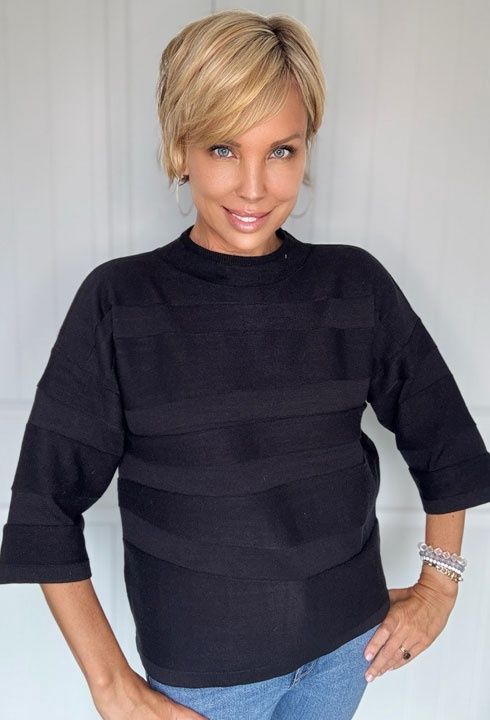 Wide Ribbed Sweater, Color: Black, Size: Extra small